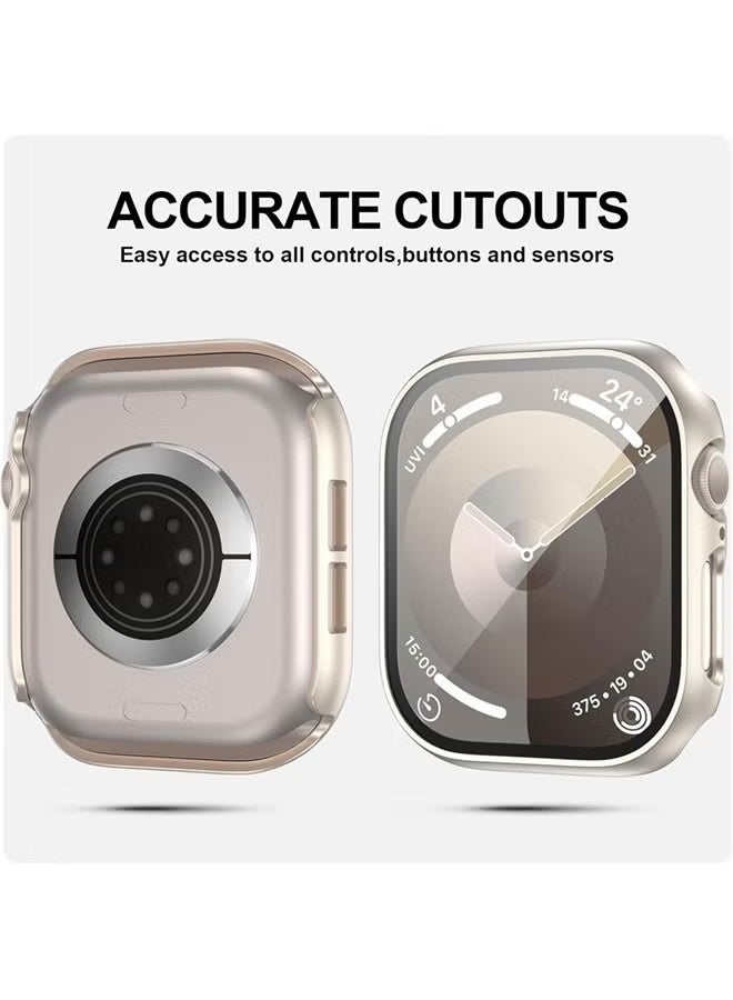 Case for Apple Watch SE 3 (2025)/ SE 2/ SE 44mm case with Tempered Film Screen Protector, Full Protective Hard PC Bumper Touch Sensitive HD Screen Cover(44mm, Starlight) - Image 4